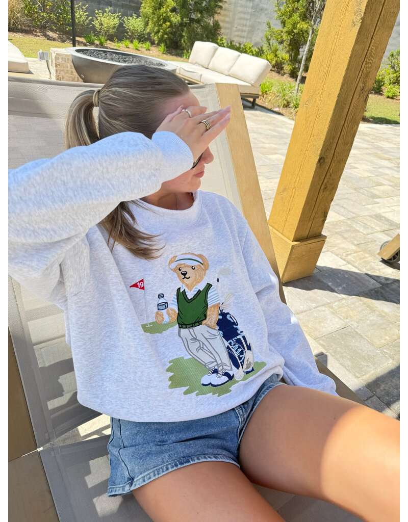 Sunkissed Coconut Teddy Golfs Embroidered Mockneck Sweatshirt