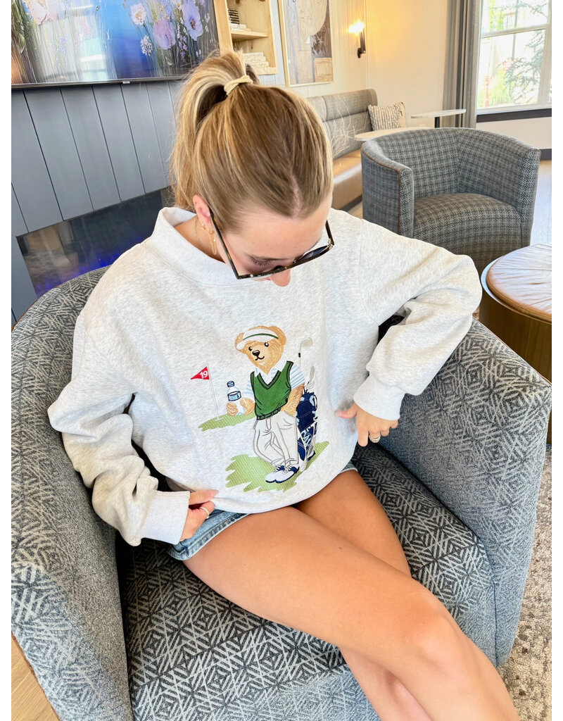 Sunkissed Coconut Teddy Golfs Embroidered Mockneck Sweatshirt