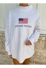 Sunkissed Coconut United States Flag Embroidered Mockneck Sweatshirt