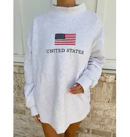 Sunkissed Coconut United States Flag Embroidered Mockneck Sweatshirt