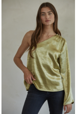 By Together Gina One Shoulder Metallic Top