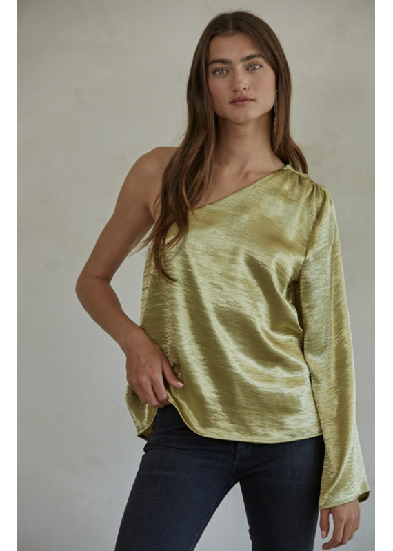 By Together Gina One Shoulder Metallic Top