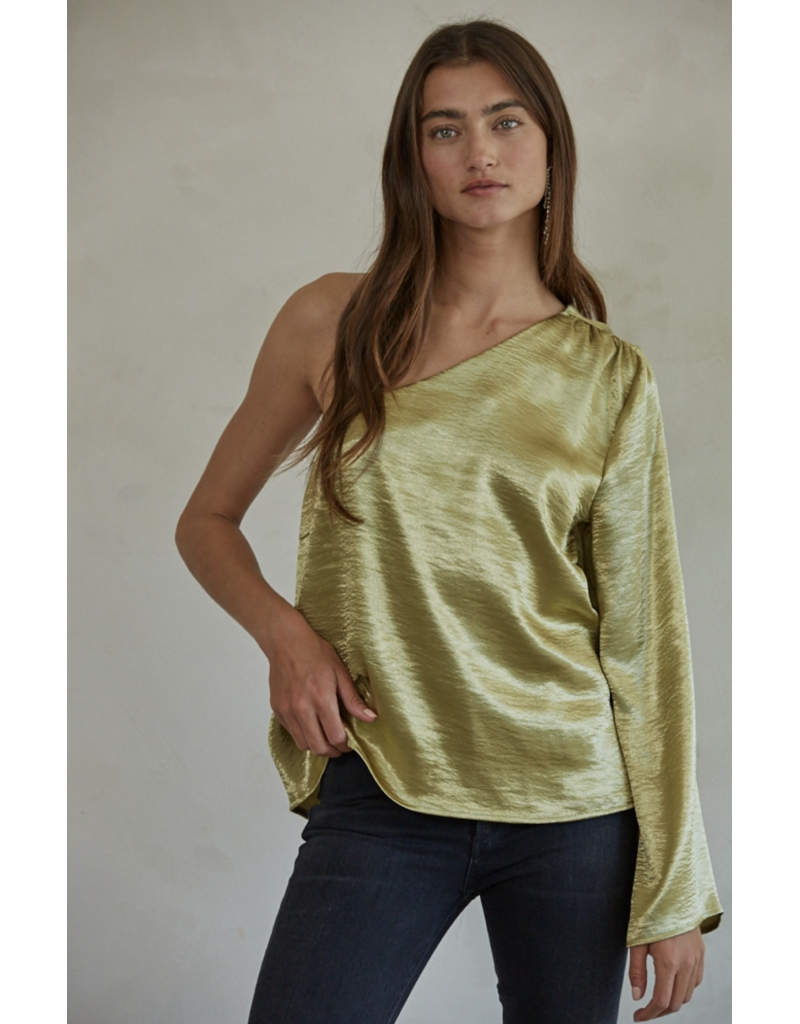 By Together Gina One Shoulder Metallic Top