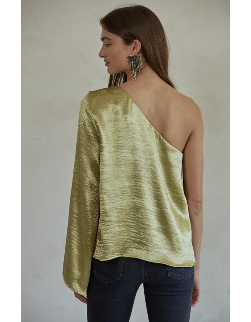 By Together Gina One Shoulder Metallic Top