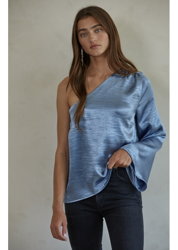 By Together Gina One Shoulder Metallic Top