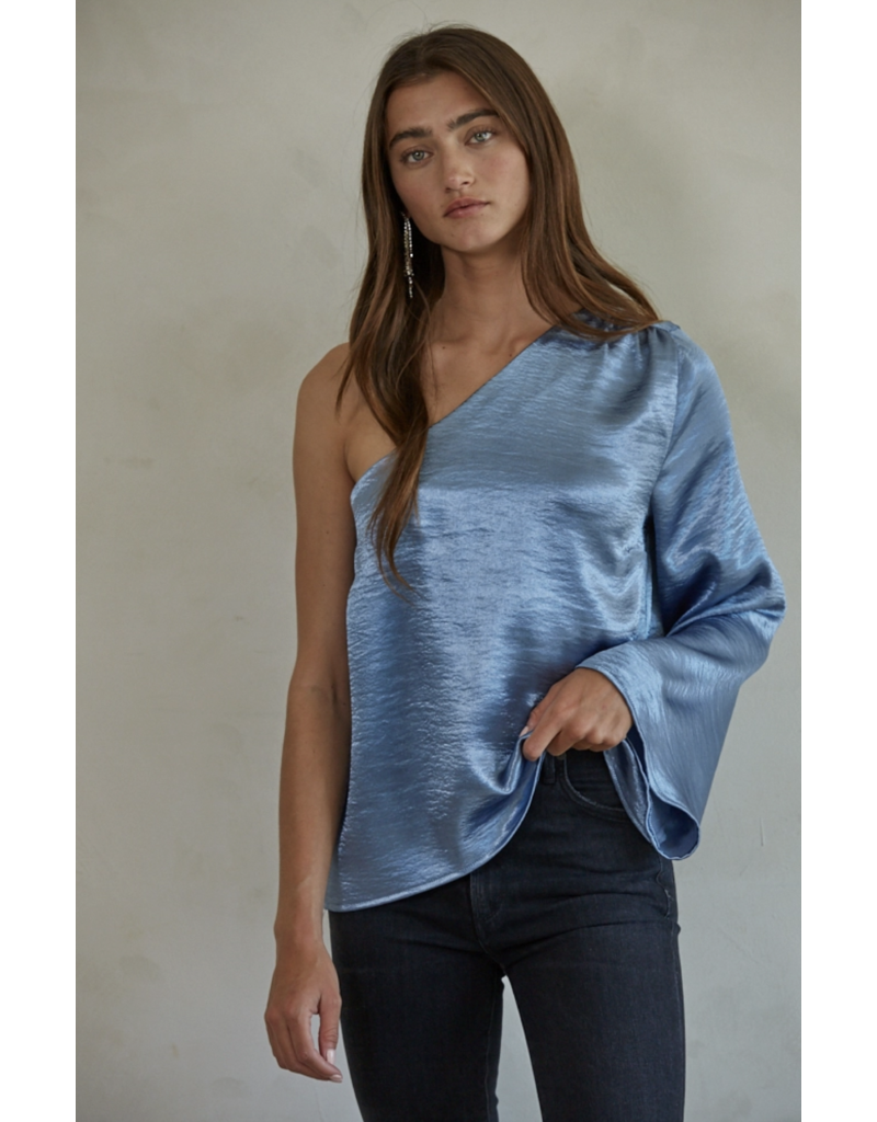 By Together Gina One Shoulder Metallic Top