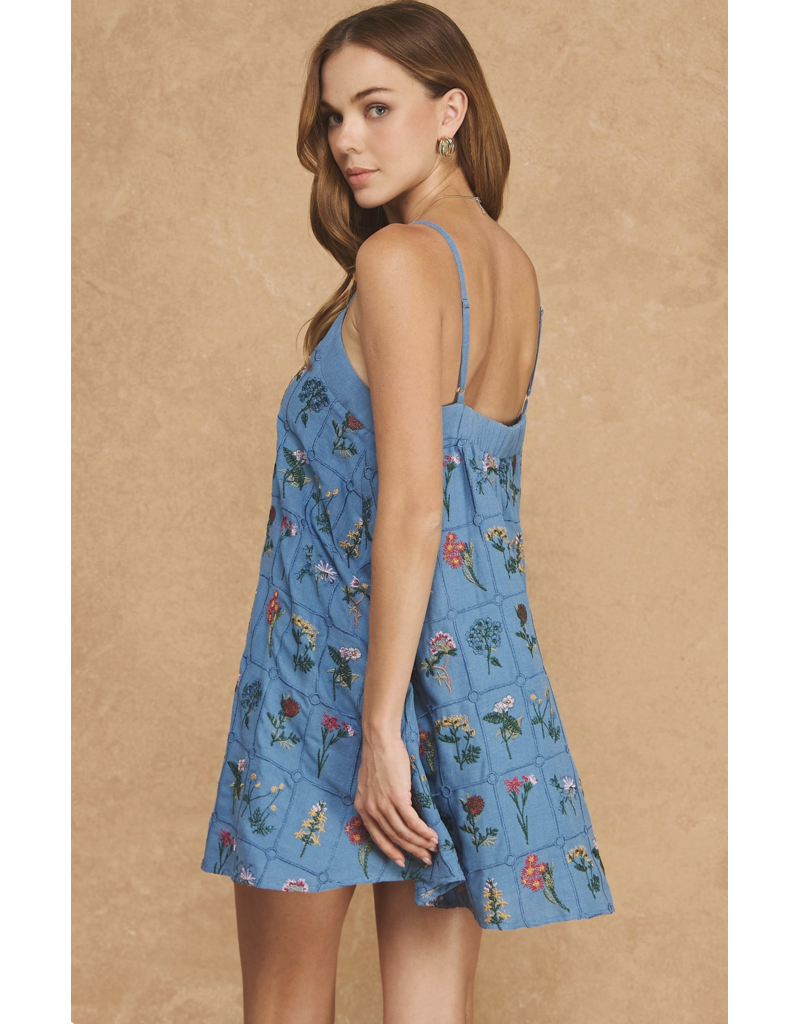 Strut + Bolt Botanist Botanical Embroidered Mini Dress