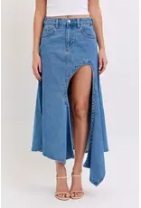 Cello Jeans Mid-Waist Maxi Skirt with Asymmetrical Hem