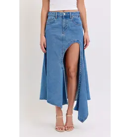Cello Jeans Mid-Waist Maxi Skirt with Asymmetrical Hem