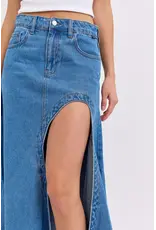 Cello Jeans Mid-Waist Maxi Skirt with Asymmetrical Hem