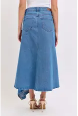 Cello Jeans Mid-Waist Maxi Skirt with Asymmetrical Hem