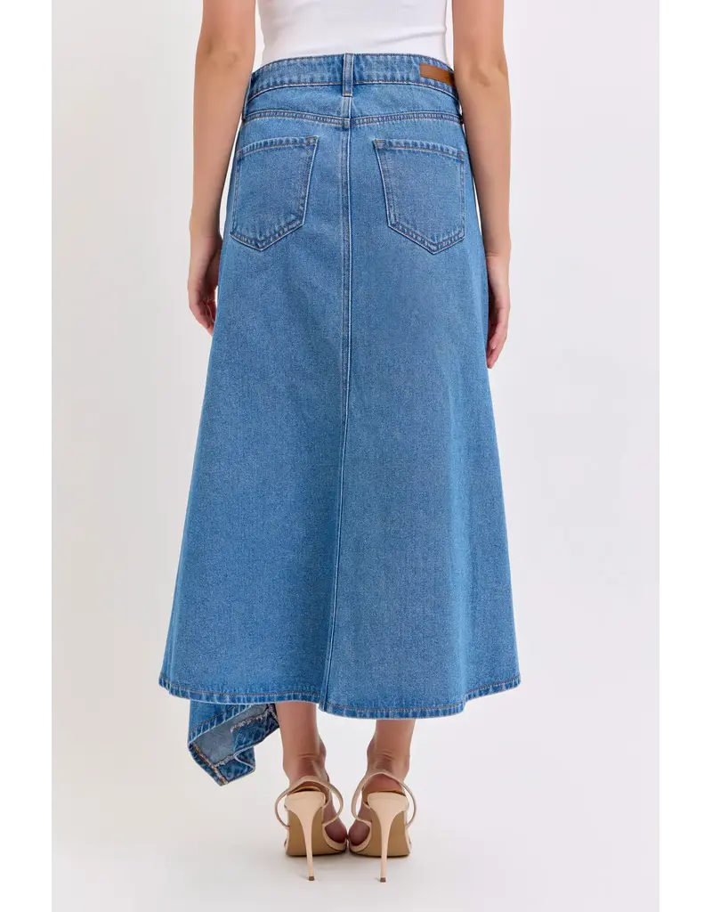 Cello Jeans Mid-Waist Maxi Skirt with Asymmetrical Hem