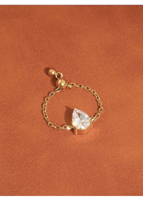 Flanerie Alora 18K Gold Non-Tarnish Adjustable Chain Ring