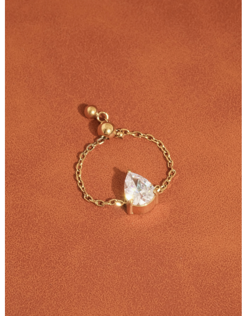 Flanerie Alora 18K Gold Non-Tarnish Adjustable Chain Ring