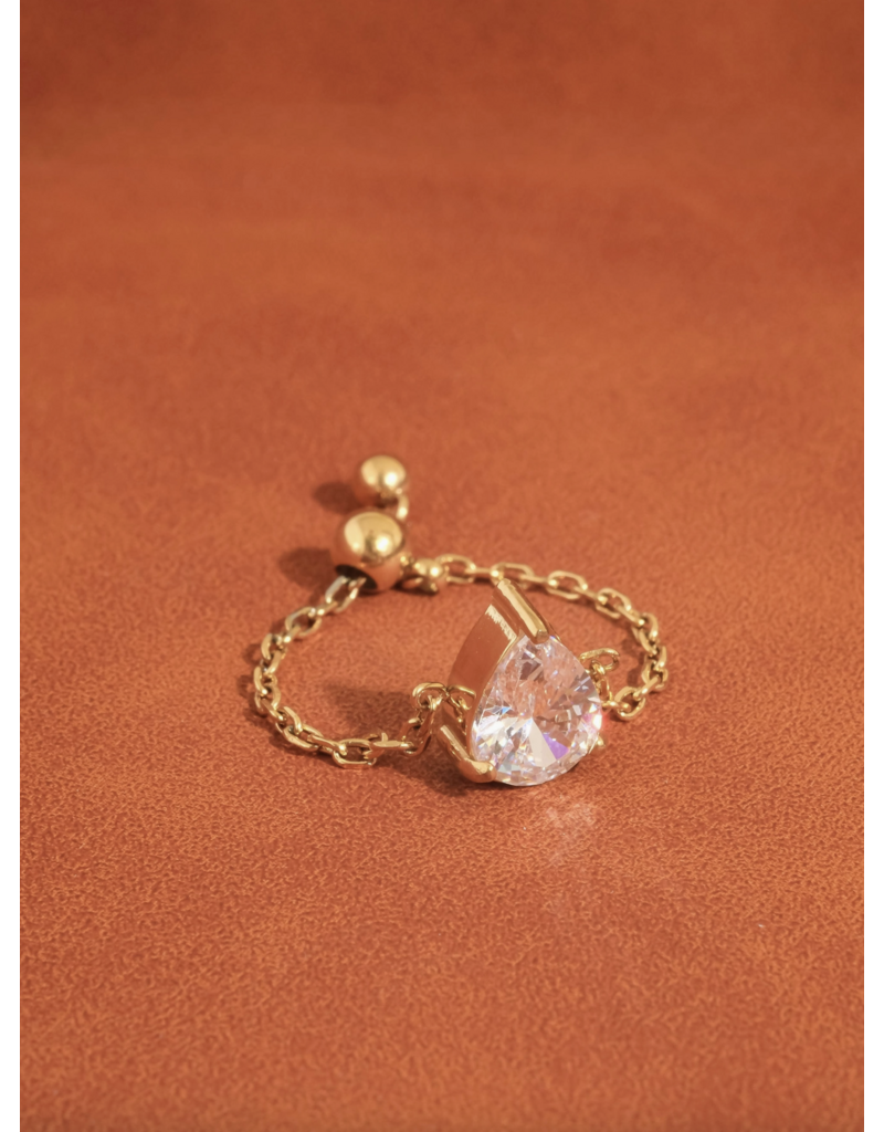 Flanerie Alora 18K Gold Non-Tarnish Adjustable Chain Ring