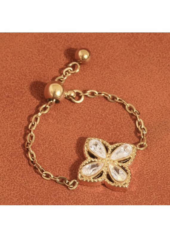 Flanerie Lelandi 18K Gold Non-Tarnish Adjustable Chain Ring