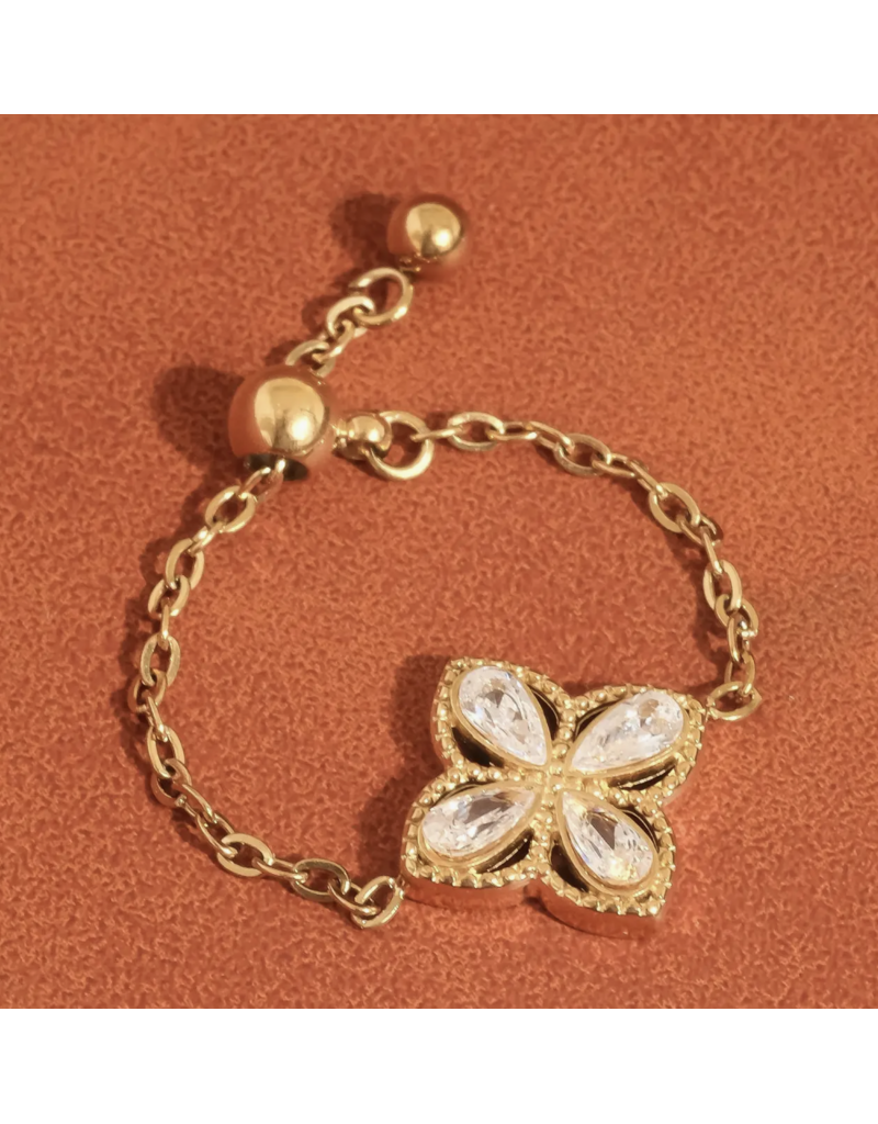 Flanerie Lelandi 18K Gold Non-Tarnish Adjustable Chain Ring