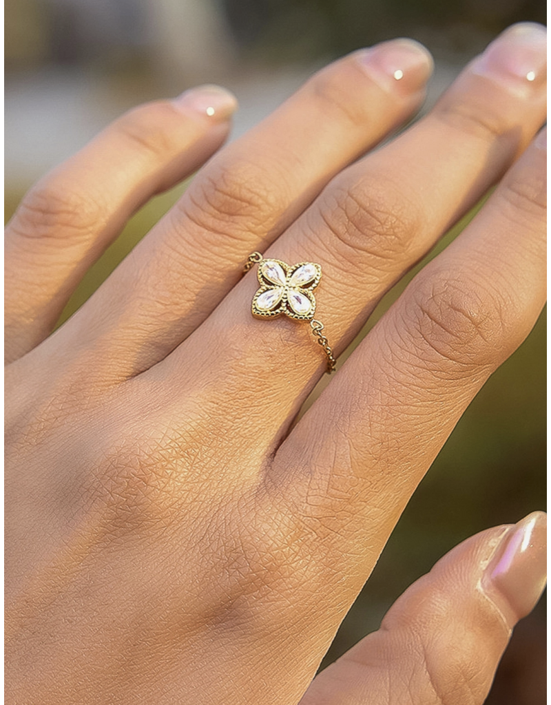 Flanerie Lelandi 18K Gold Non-Tarnish Adjustable Chain Ring