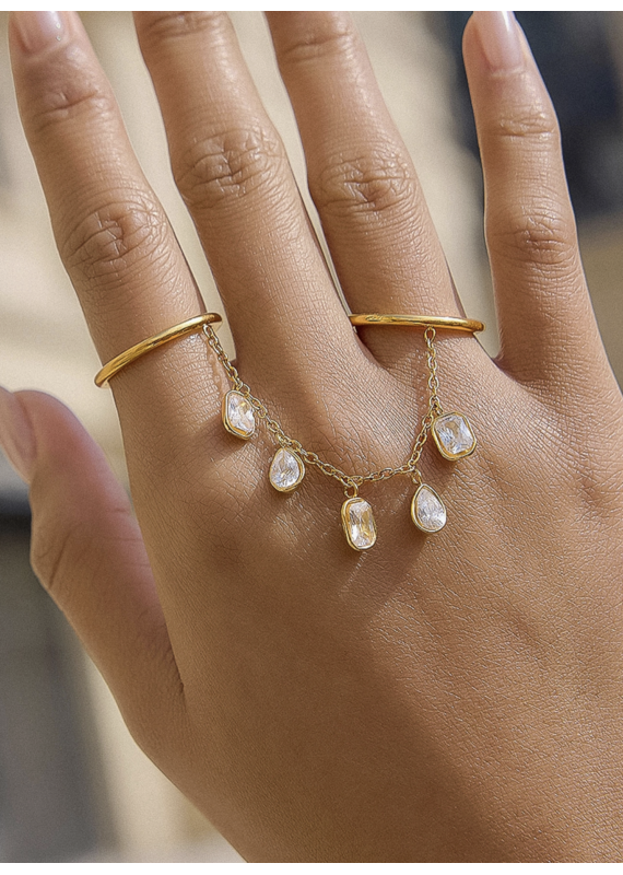 Flanerie Cosette 18K Gold Non-Tarnish Circle Drop Ring