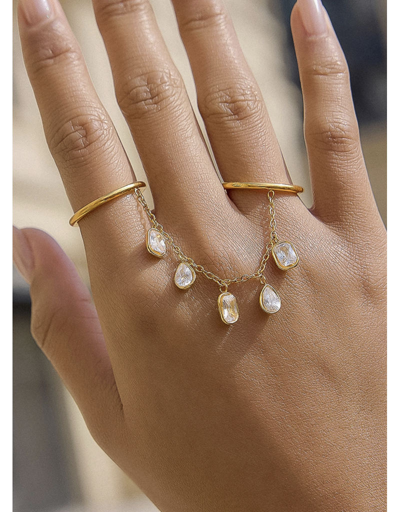 Flanerie Cosette 18K Gold Non-Tarnish Circle Drop Ring
