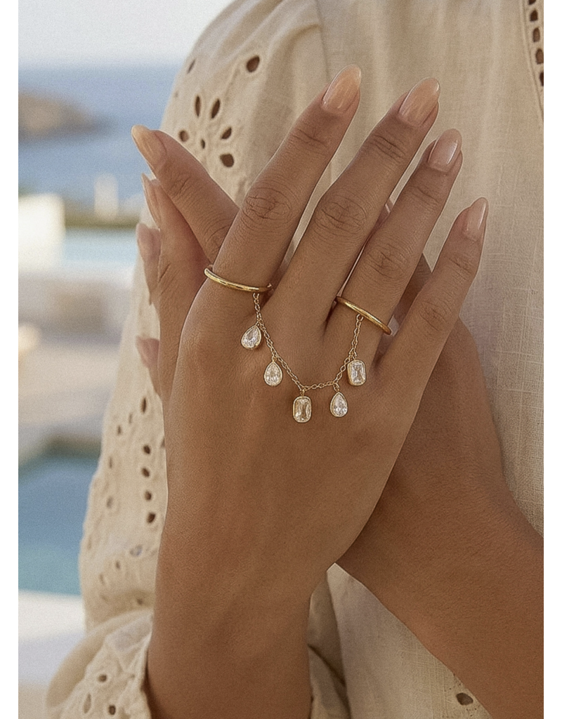 Flanerie Cosette 18K Gold Non-Tarnish Circle Drop Ring
