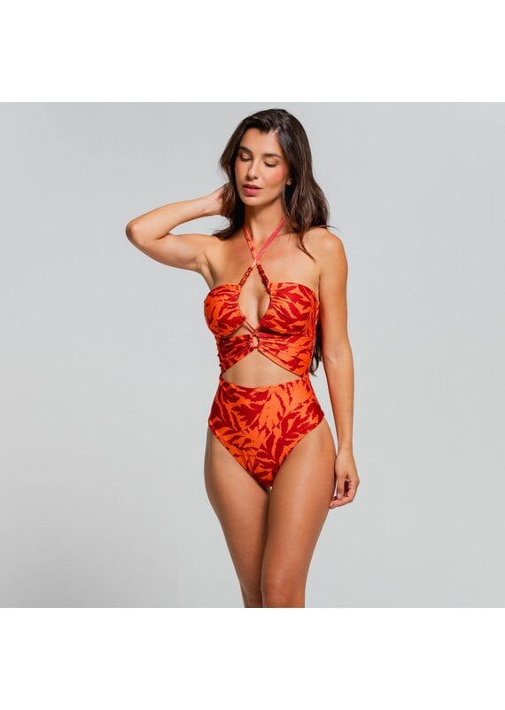 Cosita Linda Leaves Of The Sun Lace Up One Piece