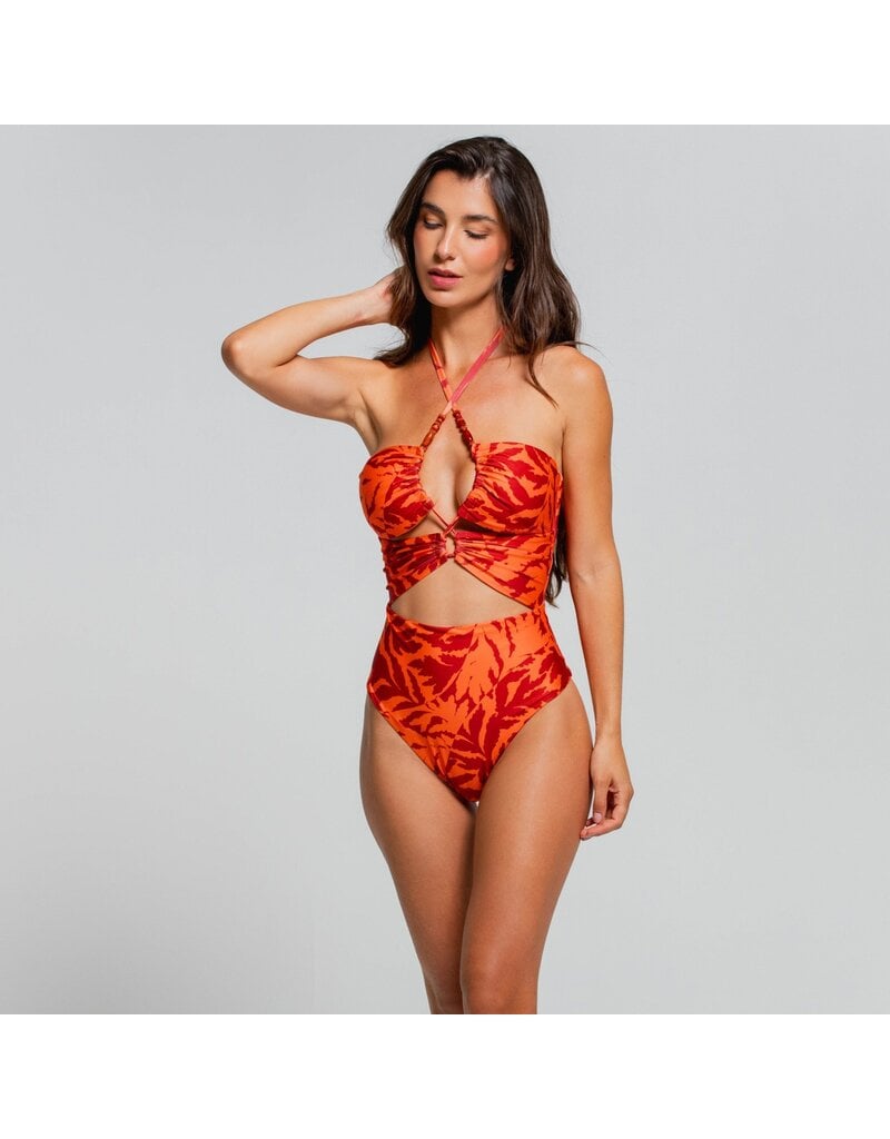 Cosita Linda Leaves Of The Sun Lace Up One Piece