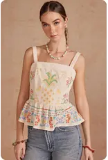 Strut + Bolt Cali Cross Stitch Square Neck Top