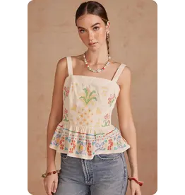 Strut + Bolt Cali Cross Stitch Square Neck Top