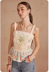 Strut + Bolt Cali Cross Stitch Square Neck Top