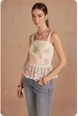 Strut + Bolt Cali Cross Stitch Square Neck Top