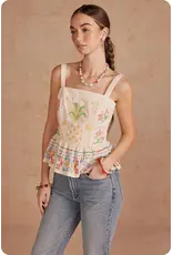 Strut + Bolt Cali Cross Stitch Square Neck Top