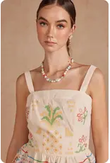Strut + Bolt Cali Cross Stitch Square Neck Top