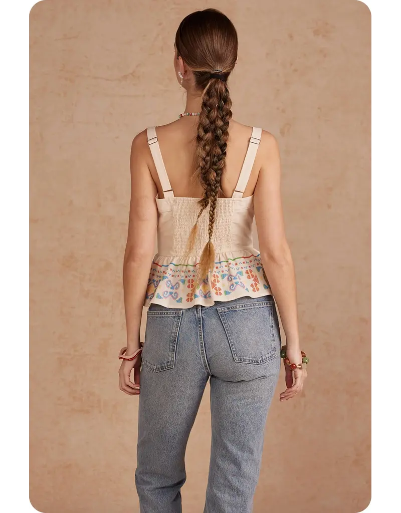 Strut + Bolt Cali Cross Stitch Square Neck Top