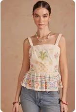 Strut + Bolt Cali Cross Stitch Square Neck Top