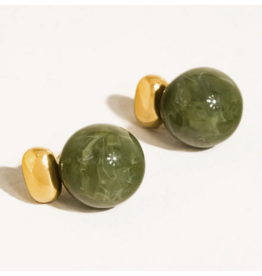 Flanerie Velisse 18K Gold Non-Tarnish Marble Ball Earrings