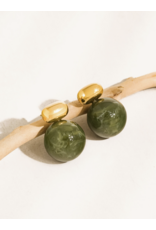 Flanerie Velisse 18K Gold Non-Tarnish Marble Ball Earrings