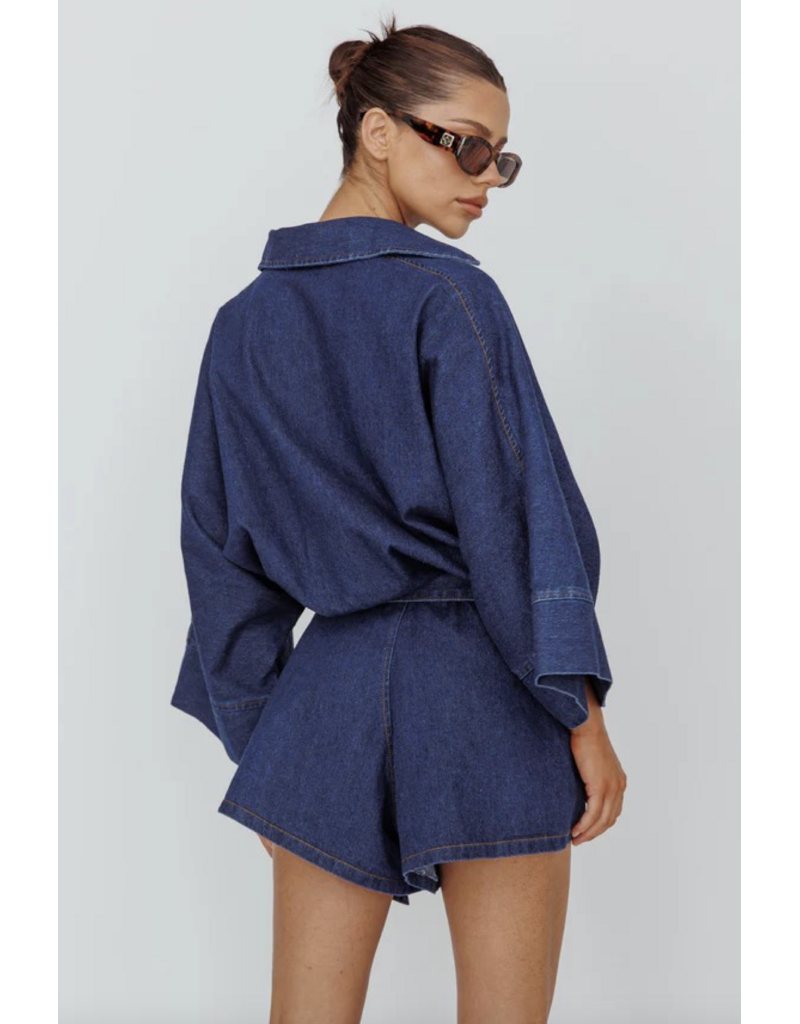 Shiela Bell Sleeved Denim Romper