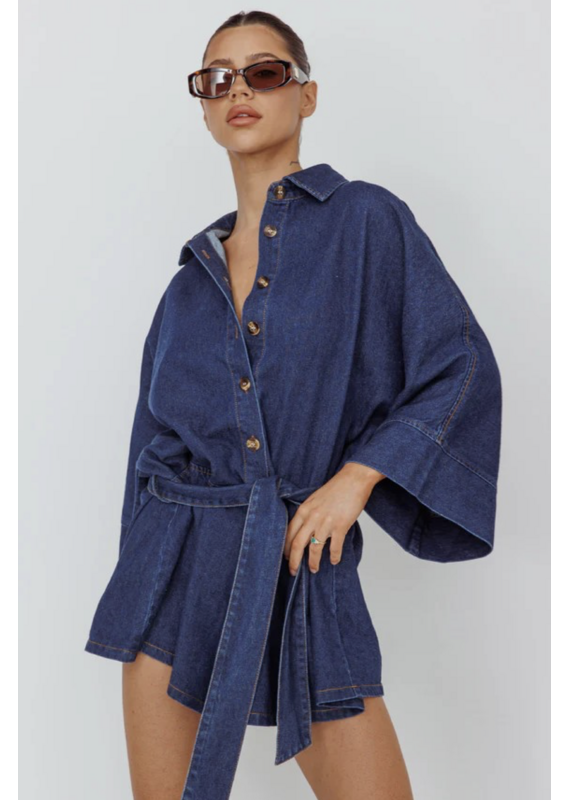 Shiela Bell Sleeved Denim Romper