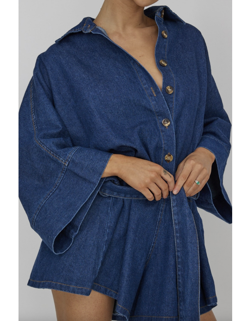 Shiela Bell Sleeved Denim Romper
