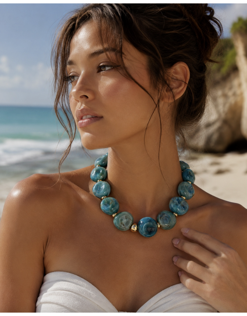 Sahira Jewelry Design Bahama Blue Beaded Necklace