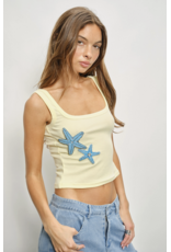 Pretty Garbage Elin Starfish Beaded Ribbed Tank Top