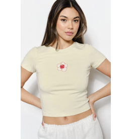 Pretty Garbage Fran Flower Bead Embroidered Tee