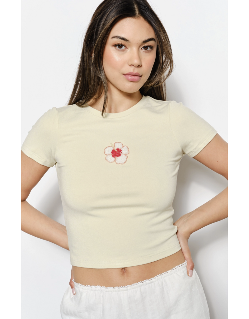 Pretty Garbage Fran Flower Bead Embroidered Tee
