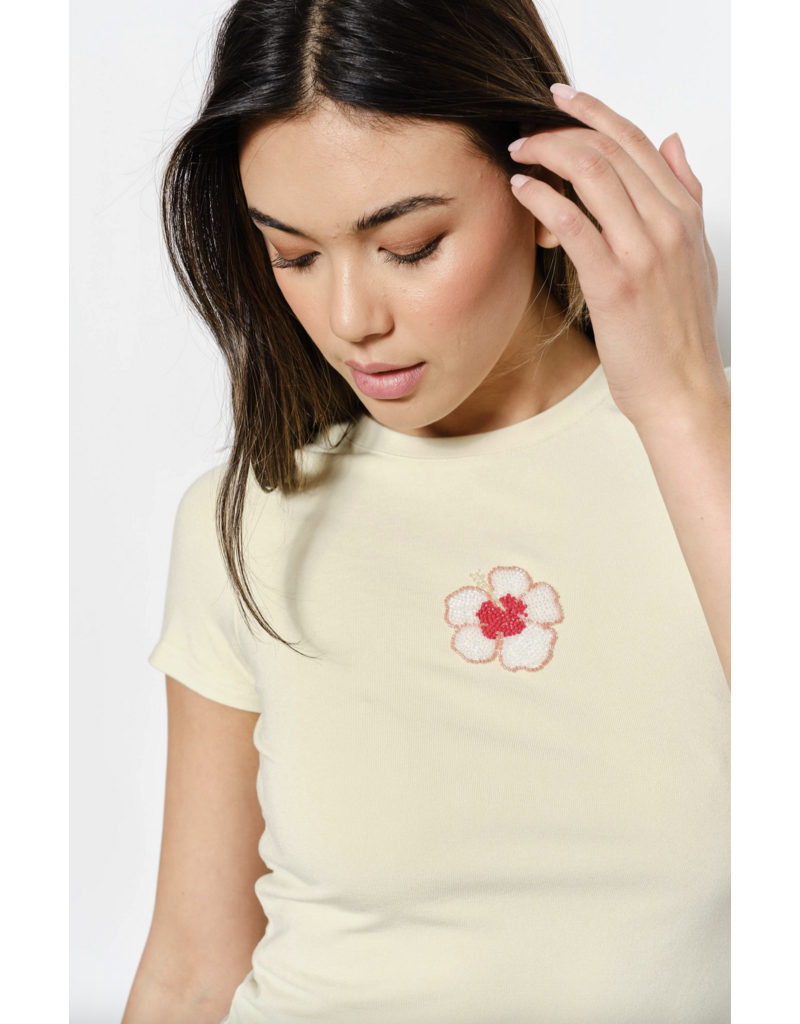 Pretty Garbage Fran Flower Bead Embroidered Tee