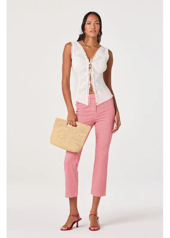 ASTR Alma Gingham Kick-Flare Cropped Pants