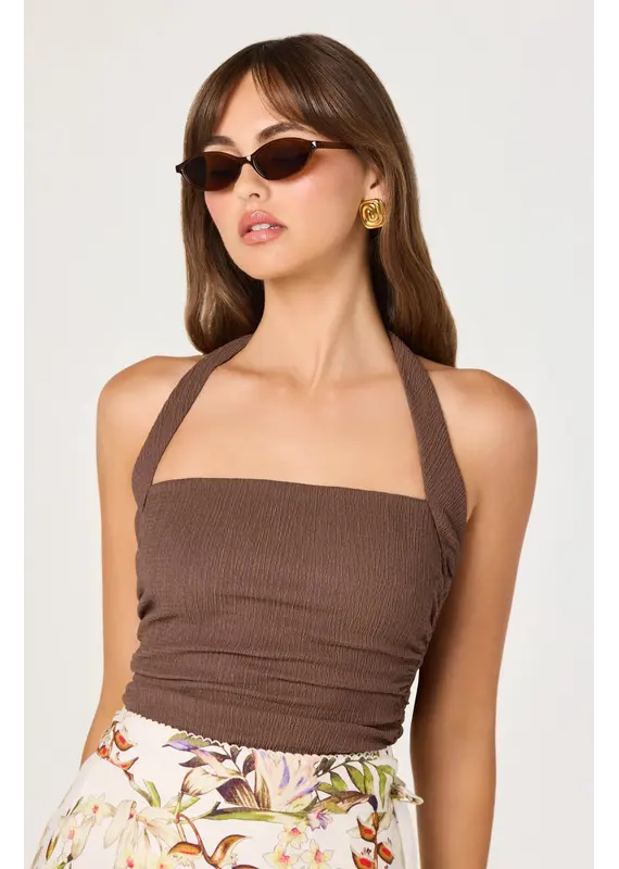 ASTR Tate Knit Ruched Halter Top