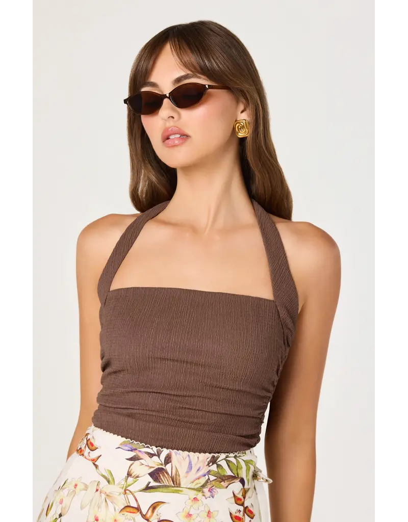 ASTR Tate Knit Ruched Halter Top