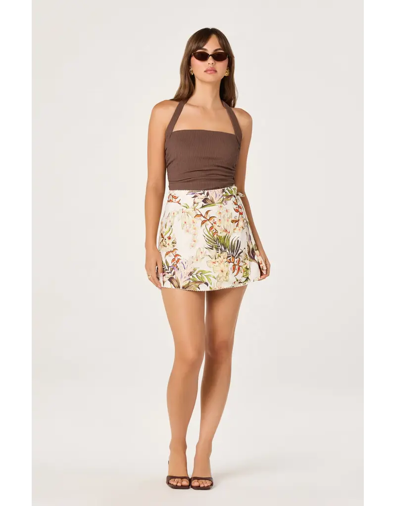 ASTR Tate Knit Ruched Halter Top
