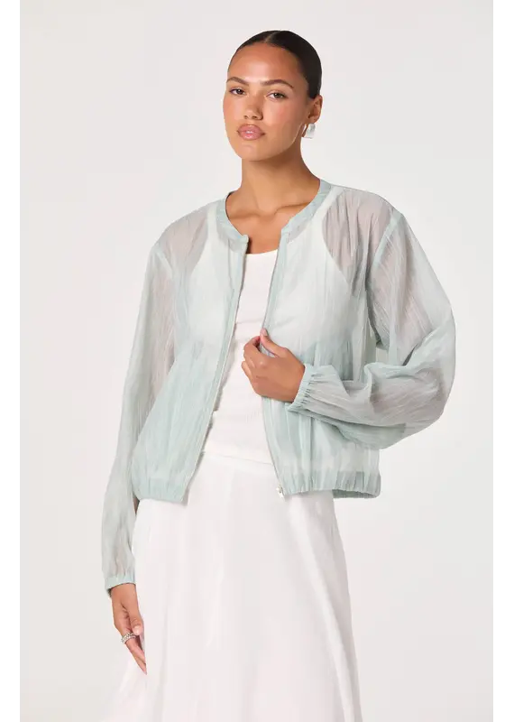 ASTR Aeva Sheer Chiffon Bomber Jacket